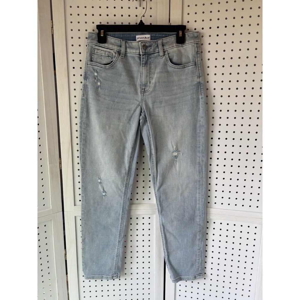 Studio Blue Women's 29 Straight Leg Ripped Light‎ Wash Denim Jeans